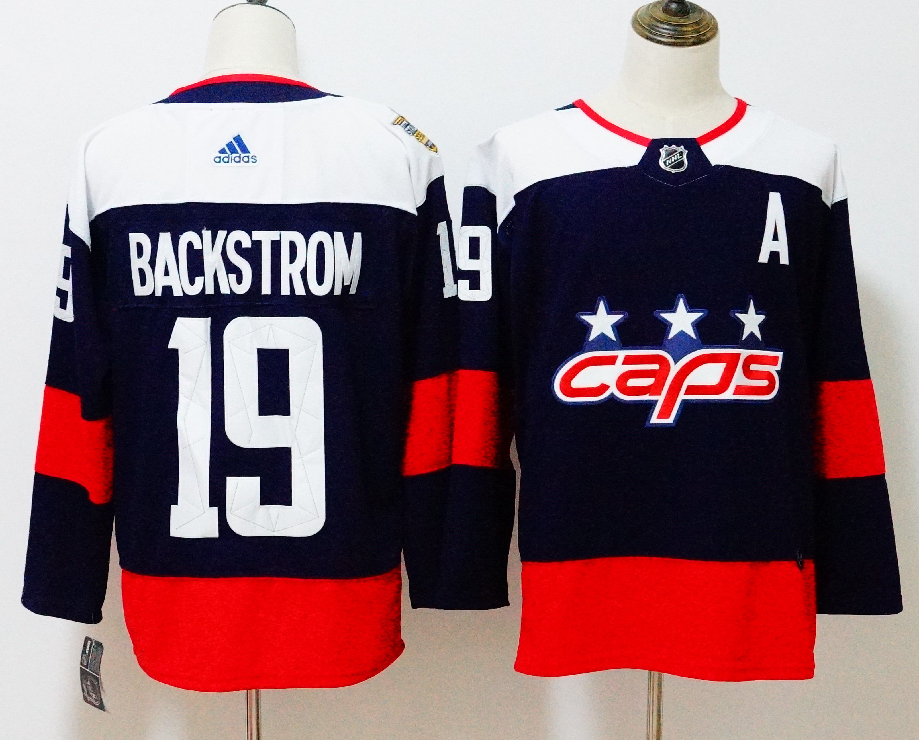 Men Washington Capitals 19 Backstrom Blue Hockey Stitched Adidas NHL Jerseys